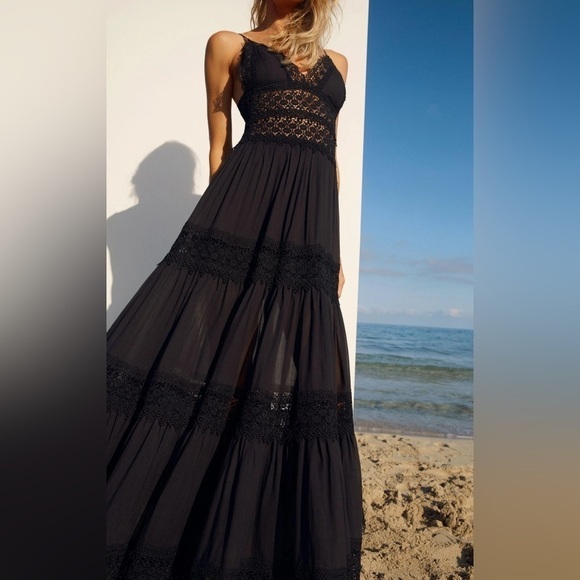 Charo Ruiz Cindy lace maxi cotton dress essentials collection NWT - Picture 6 of 16